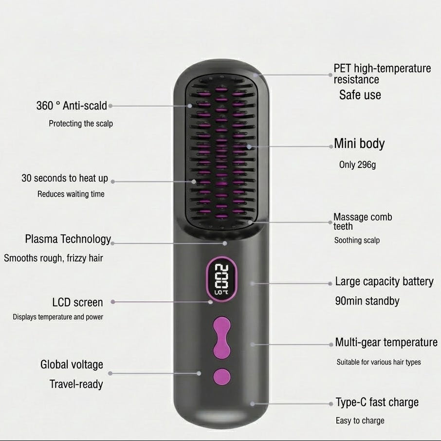 KIARA Hair Professional Cordless Heated Brush